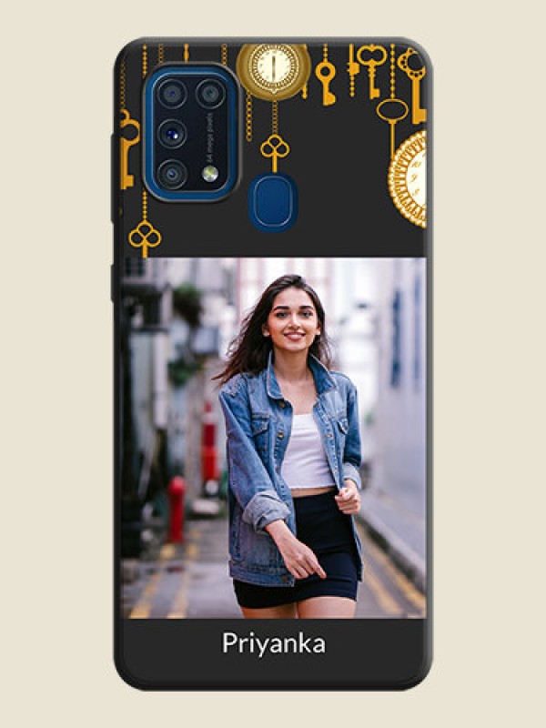 Custom Decorative Design with Text on Space Black Custom Soft Matte Back Cover - Galaxy M31