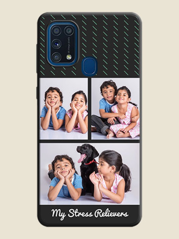 Custom Cross Dotted Pattern with 2 Image Holder  on Personalised Space Black Soft Matte Cases - Galaxy M31