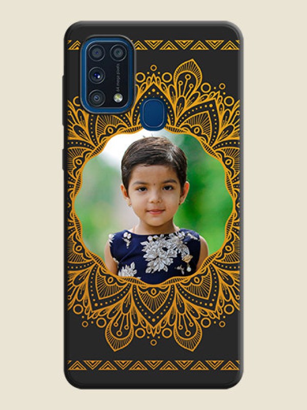 Custom Round Image with Floral Design - Photo on Space Black Soft Matte Mobile Cover - Galaxy M31