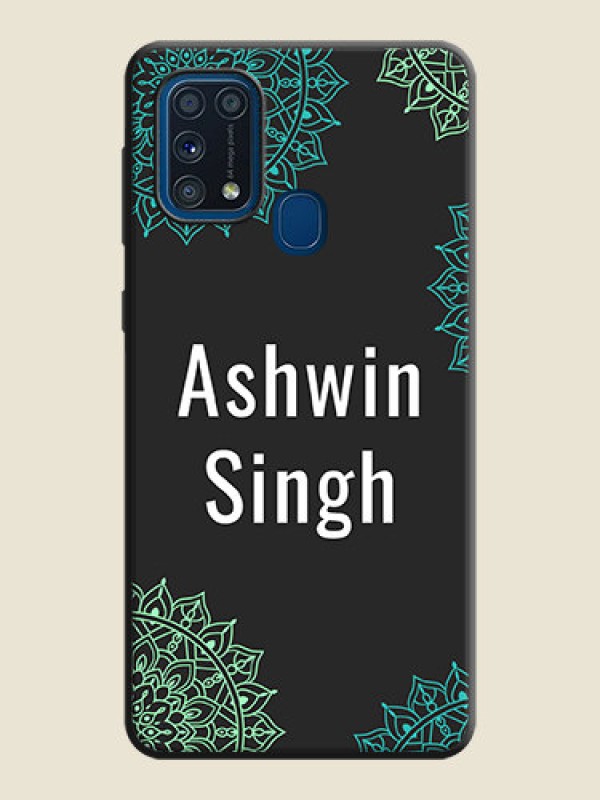 Custom Your Name with Floral Design on Space Black Custom Soft Matte Back Cover - Galaxy M31