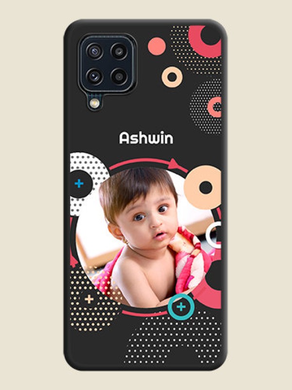 Custom Multicoloured Round Image on Personalised Space Black Soft Matte Cases - Galaxy M32 4G Prime Edition