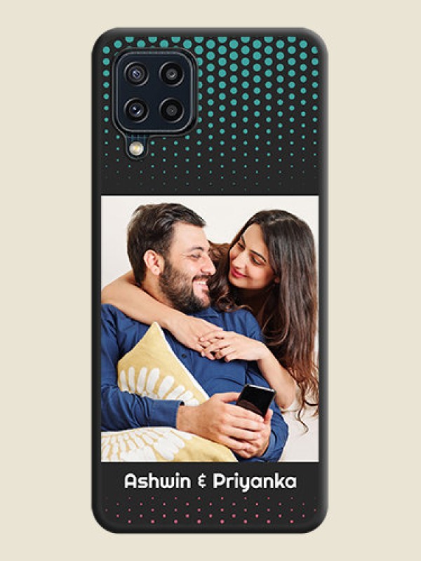 Custom Faded Dots with Grunge Photo Frame and Text on Space Black Custom Soft Matte Phone Cases - Galaxy M32 4G Prime Edition