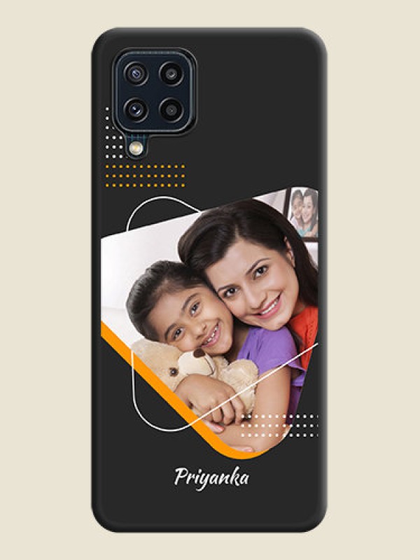 Custom Yellow Triangle on Photo on Space Black Soft Matte Phone Cover - Galaxy M32 4G Prime Edition