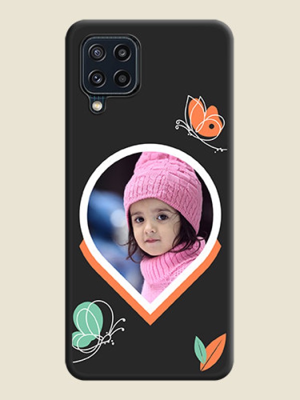 Custom Upload Pic With Simple Butterly Design On Space Black Personalized Soft Matte Phone Covers -Samsung Galaxy M32 4G Prime Edition