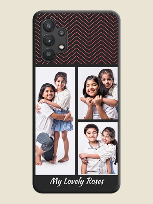 Custom Wave Pattern with 3 Image Holder on Space Black Custom Soft Matte Back Cover - Galaxy M32 5G