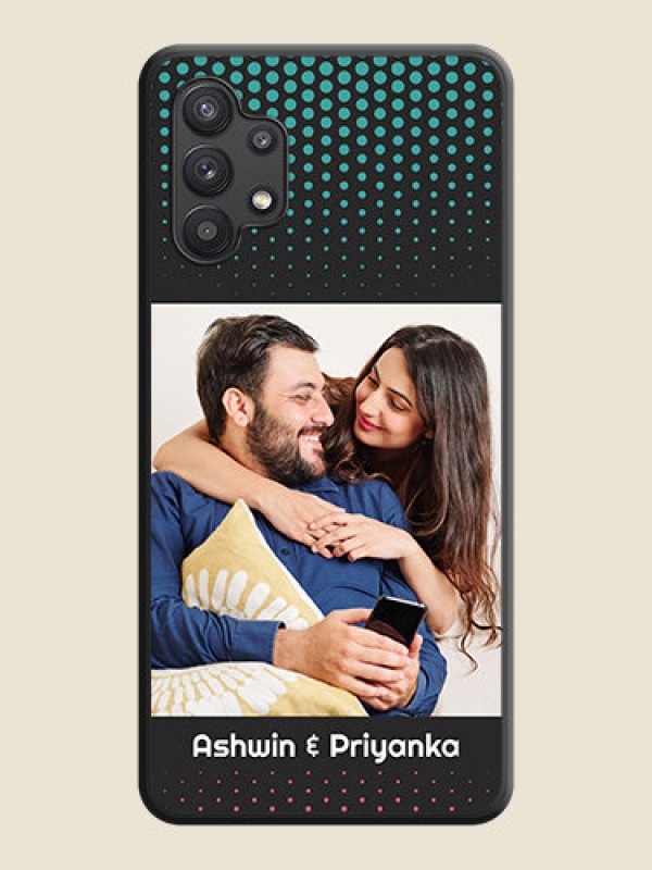 Custom Faded Dots with Grunge Photo Frame and Text on Space Black Custom Soft Matte Phone Cases - Galaxy M32 5G