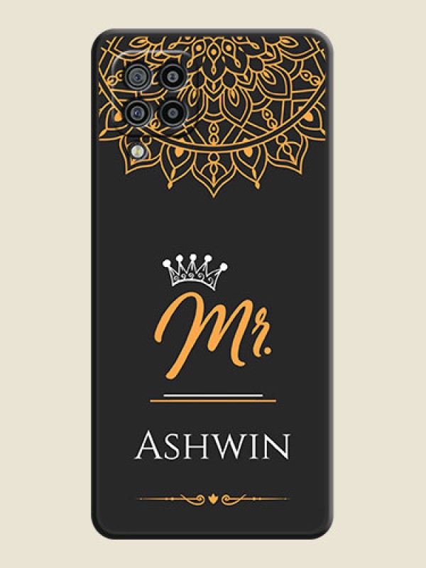 Custom Mr Name with Floral Design  on Personalised Space Black Soft Matte Cases - Galaxy M32