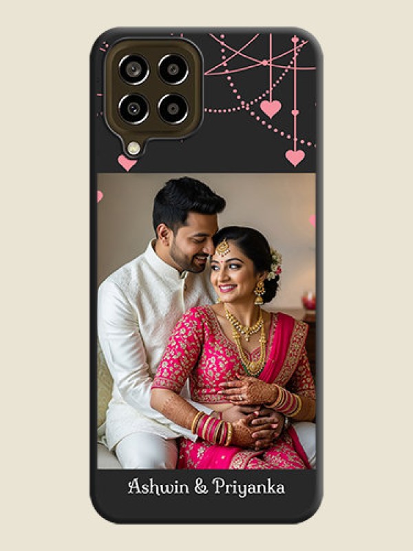 Custom Pink Love Hangings with Text on Space Black Custom Soft Matte Back Cover - Galaxy M33 5G