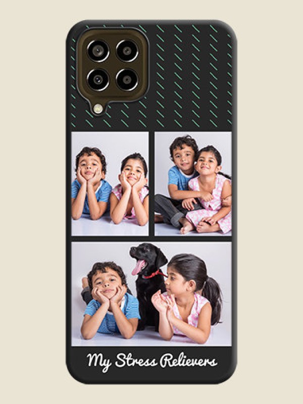 Custom Cross Dotted Pattern with 2 Image Holder  on Personalised Space Black Soft Matte Cases - Galaxy M33 5G