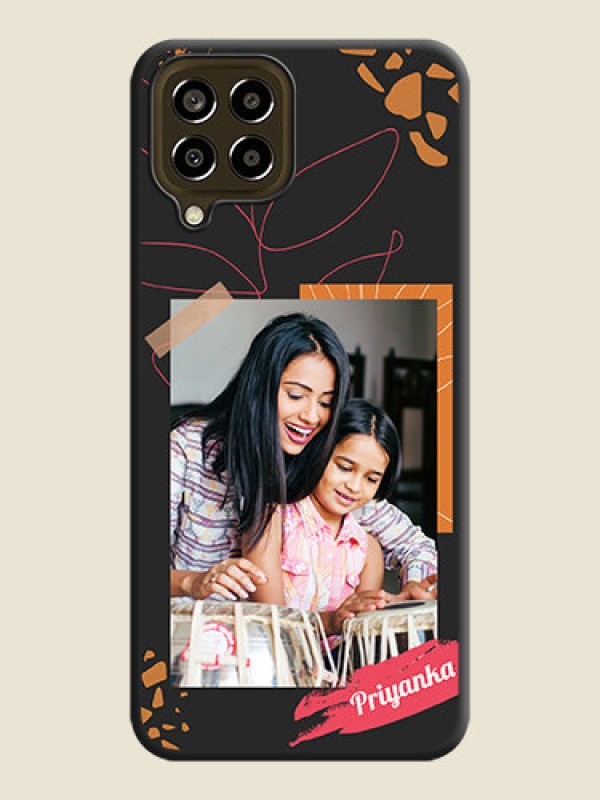 Custom Orange Photo Frame on Space Black Custom Soft Matte Phone Back Cover - Galaxy M33 5G