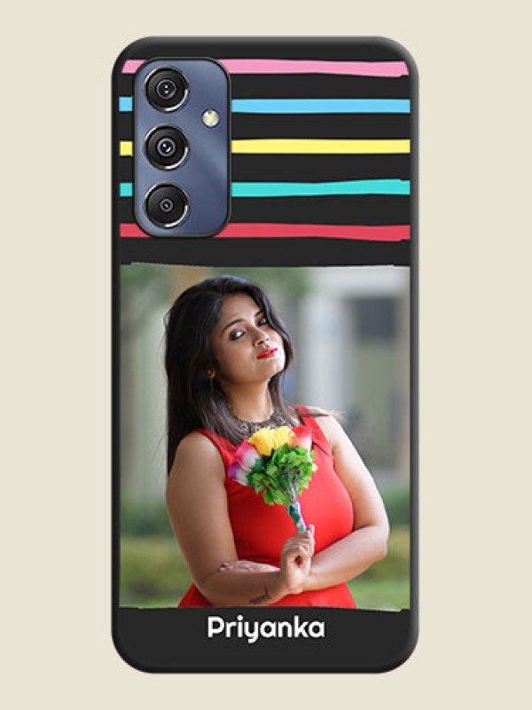 Custom Multicolor Lines with Image on Space Black Personalized Soft Matte Phone Covers - Galaxy M34 5G