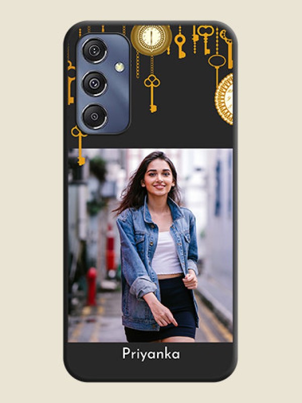 Custom Decorative Design with Text on Space Black Custom Soft Matte Back Cover - Galaxy M34 5G