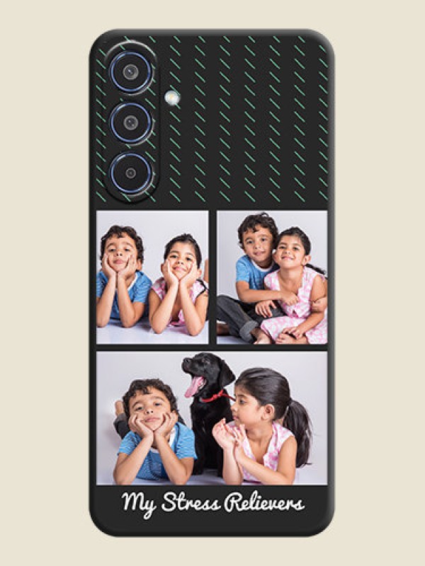 Custom Cross Dotted Pattern with 2 Image Holder On Space Black Custom Soft Matte Mobile Back Cover - Samsung Galaxy M35 5G