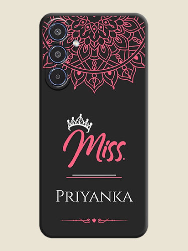 Custom Mrs Name with Floral Design On Space Black Custom Soft Matte Mobile Back Cover - Samsung Galaxy M35 5G