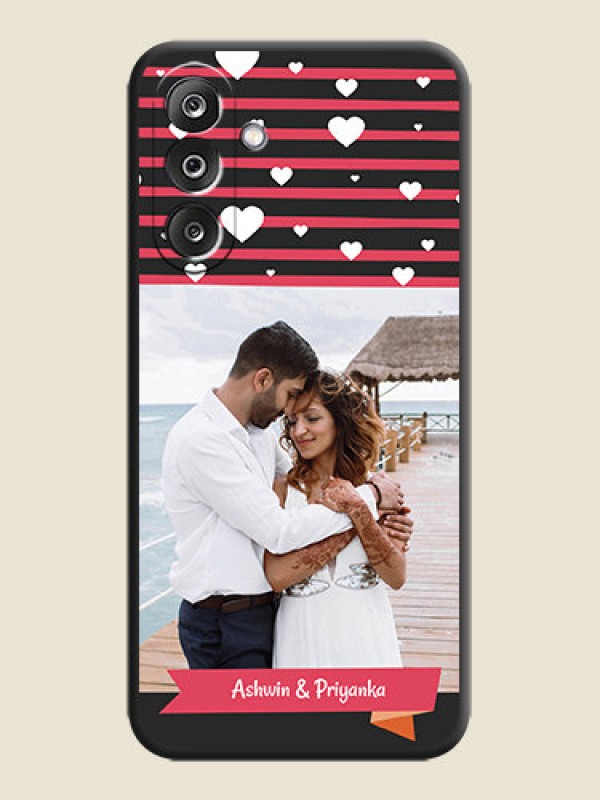Custom White Color Love Symbols with Pink Lines Pattern On Space Black Custom Soft Matte Mobile Back Cover - Samsung Galaxy M36 5G