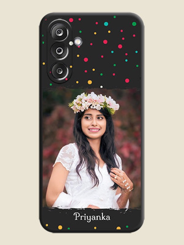 Custom Multicolor Dotted Pattern with Text On Space Black Custom Soft Matte Mobile Back Cover - Samsung Galaxy M36 5G