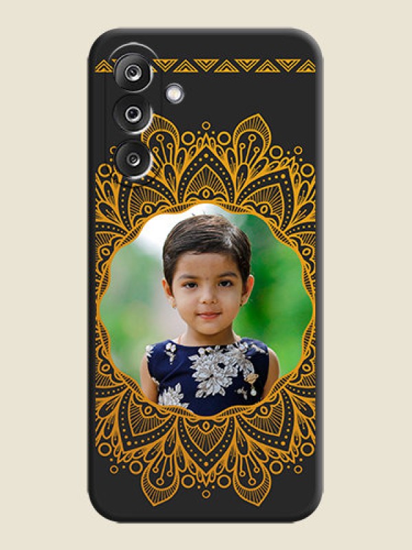 Custom Round Image with Floral Design On Space Black Custom Soft Matte Mobile Back Cover - Samsung Galaxy M36 5G