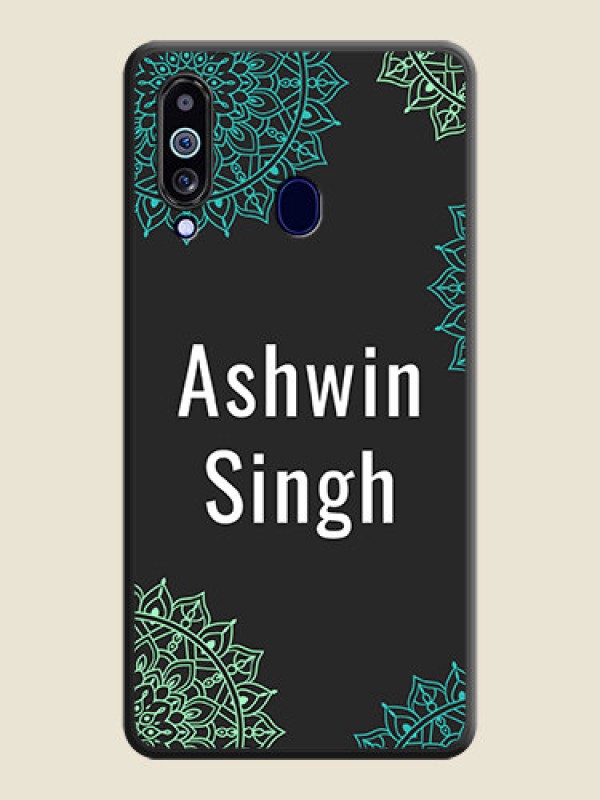 Custom Your Name with Floral Design on Space Black Custom Soft Matte Back Cover - Galaxy M40