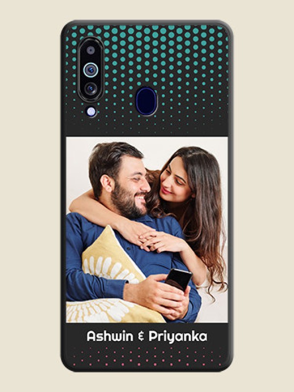 Custom Faded Dots with Grunge Photo Frame and Text on Space Black Custom Soft Matte Phone Cases - Galaxy M40