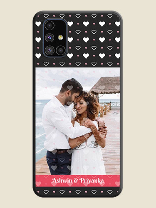 Custom White Color Love Symbols with Text Design on Photo on Space Black Soft Matte Phone Cover - Galaxy M51
