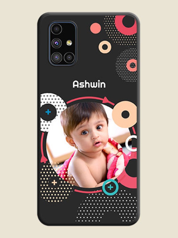 Custom Multicoloured Round Image on Personalised Space Black Soft Matte Cases - Galaxy M51