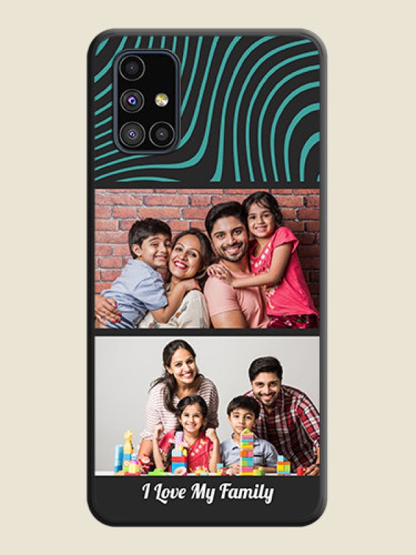 Custom Wave Pattern with 2 Image Holder on Space Black Personalized Soft Matte Phone Covers - Galaxy M51