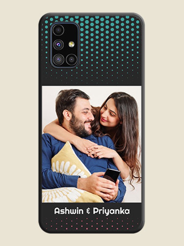 Custom Faded Dots with Grunge Photo Frame and Text on Space Black Custom Soft Matte Phone Cases - Galaxy M51