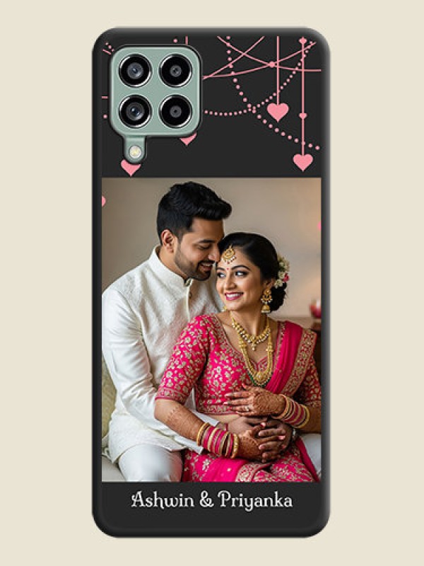 Custom Pink Love Hangings with Text on Space Black Custom Soft Matte Back Cover - Galaxy M53 5G