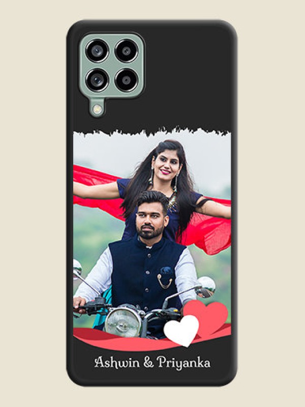 Custom Pin Color Love Shaped Ribbon Design with Text on Space Black Custom Soft Matte Phone Back Cover - Galaxy M53 5G