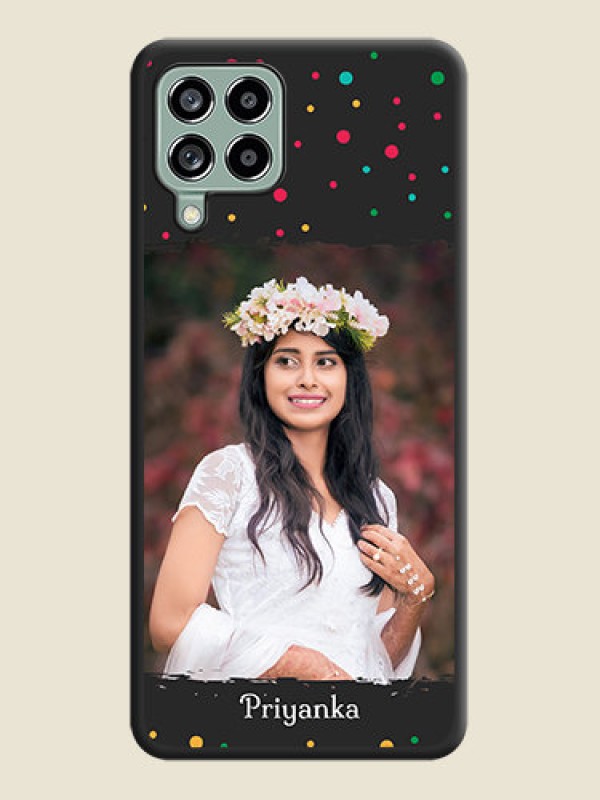 Custom Multicolor Dotted Pattern with Text on Space Black Custom Soft Matte Phone Back Cover - Galaxy M53 5G