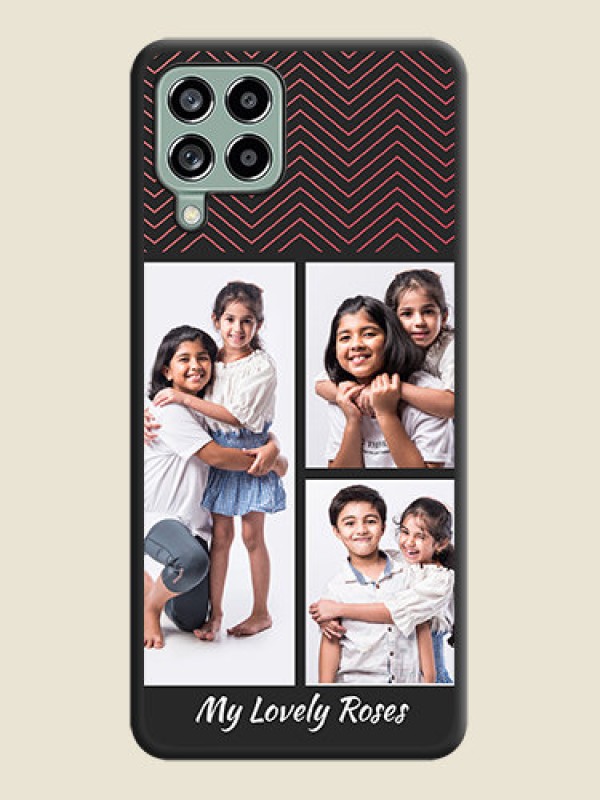 Custom Wave Pattern with 3 Image Holder on Space Black Custom Soft Matte Back Cover - Galaxy M53 5G