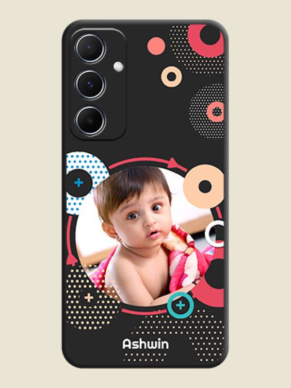 Custom Multicoloured Round Image On Space Black Custom Soft Matte Mobile Back Cover - Galaxy M55 5G