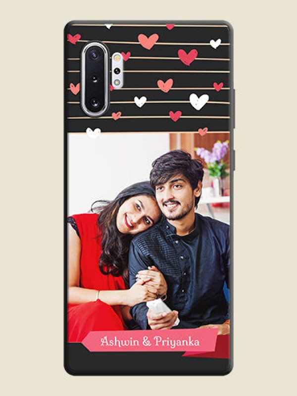 Custom Love Pattern with Name on Pink Ribbon  - Photo on Space Black Soft Matte Back Cover - Galaxy Note 10 Plus
