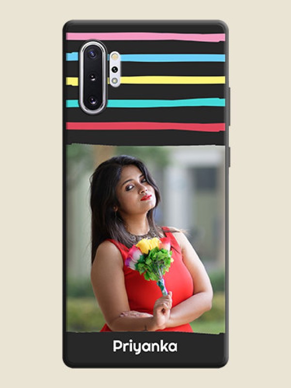 Custom Multicolor Lines with Image on Space Black Personalized Soft Matte Phone Covers - Galaxy Note 10 Plus