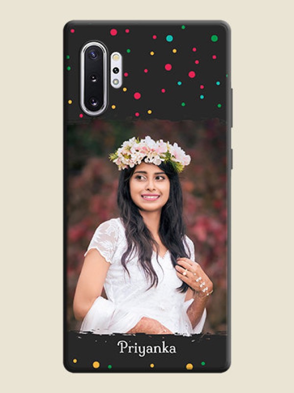 Custom Multicolor Dotted Pattern with Text on Space Black Custom Soft Matte Phone Back Cover - Galaxy Note 10 Plus
