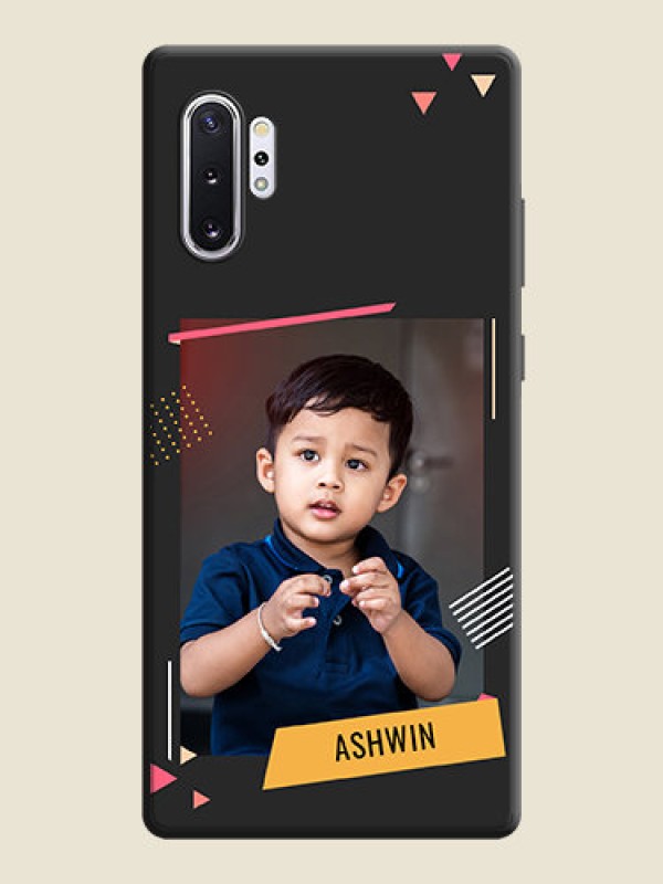 Custom Photo Frame with Triangle Small Dots - Photo on Space Black Soft Matte Back Cover - Galaxy Note 10 Plus