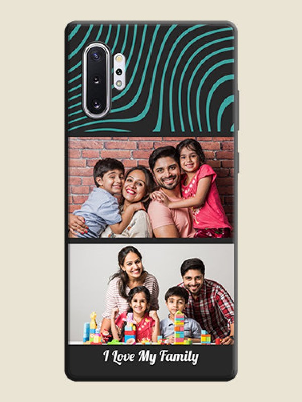 Custom Wave Pattern with 2 Image Holder on Space Black Personalized Soft Matte Phone Covers - Galaxy Note 10 Plus