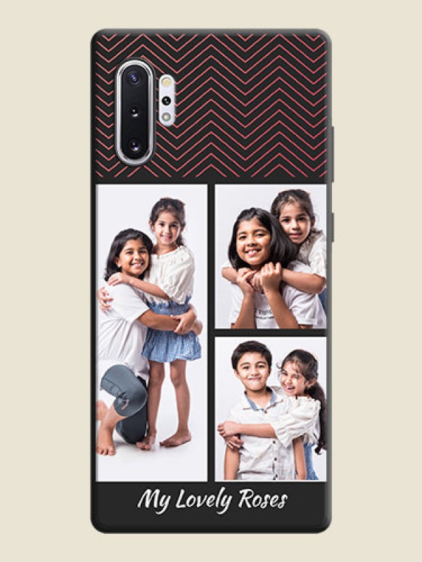 Custom Wave Pattern with 3 Image Holder on Space Black Custom Soft Matte Back Cover - Galaxy Note 10 Plus