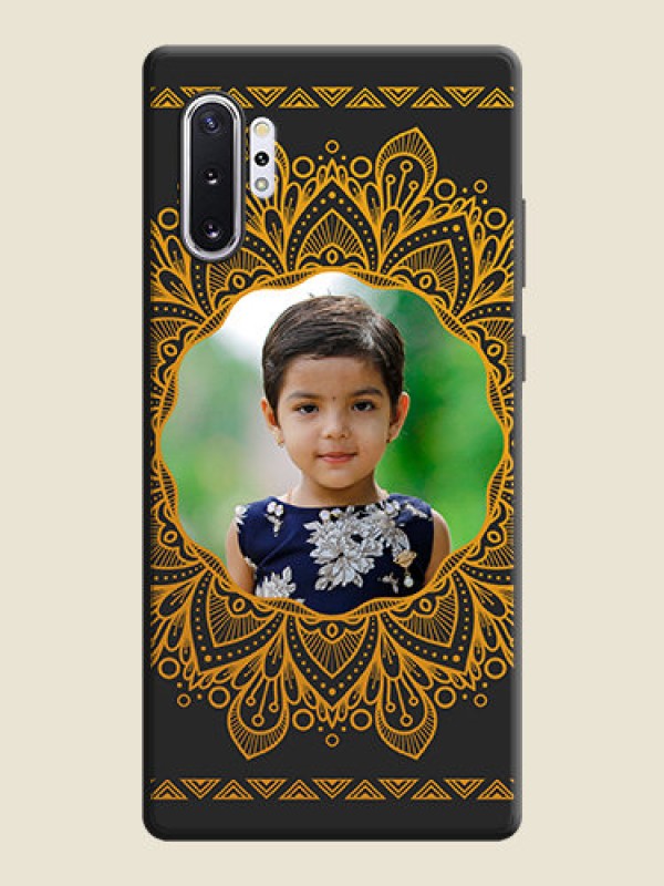 Custom Round Image with Floral Design - Photo on Space Black Soft Matte Mobile Cover - Galaxy Note 10 Plus