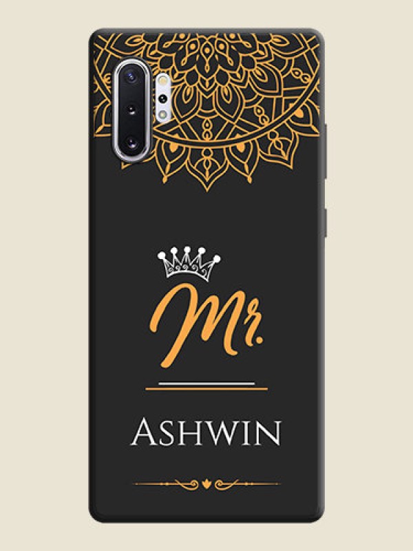 Custom Mr Name with Floral Design  on Personalised Space Black Soft Matte Cases - Galaxy Note 10 Plus