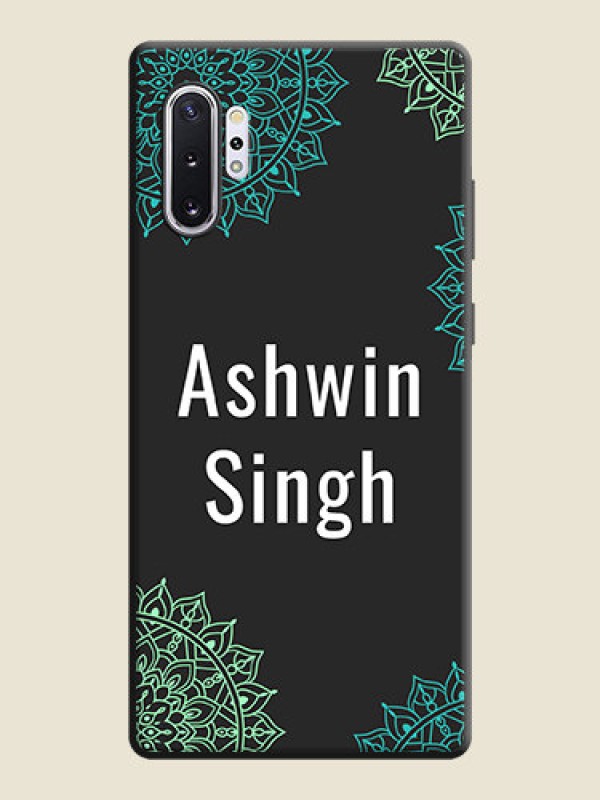 Custom Your Name with Floral Design on Space Black Custom Soft Matte Back Cover - Galaxy Note 10 Plus
