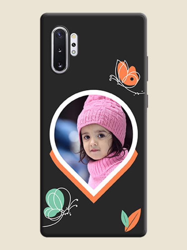 Custom Upload Pic With Simple Butterly Design On Space Black Personalized Soft Matte Phone Covers -Samsung Galaxy Note 10 Plus