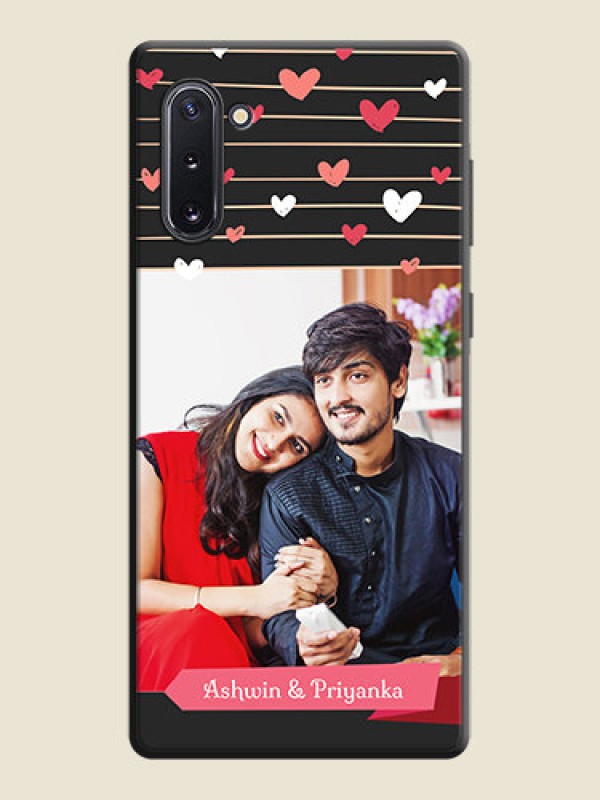 Custom Love Pattern with Name on Pink Ribbon  - Photo on Space Black Soft Matte Back Cover - Galaxy Note 10