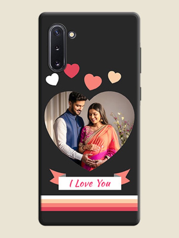 Custom Love Shaped Photo with Colorful Stripes on Personalised Space Black Soft Matte Cases - Galaxy Note 10