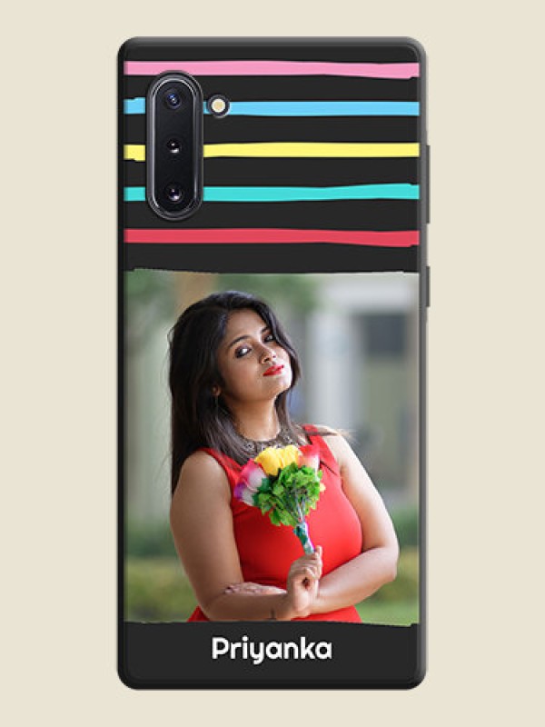 Custom Multicolor Lines with Image on Space Black Personalized Soft Matte Phone Covers - Galaxy Note 10