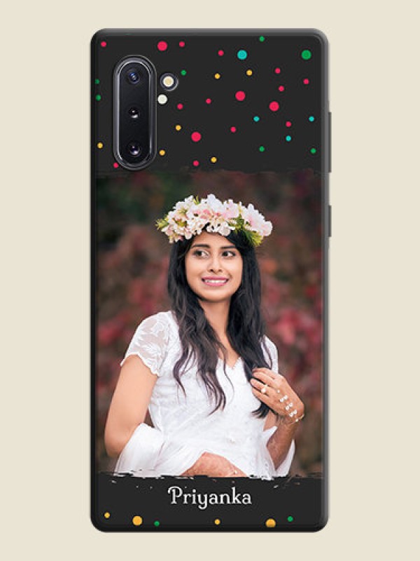 Custom Multicolor Dotted Pattern with Text on Space Black Custom Soft Matte Phone Back Cover - Galaxy Note 10