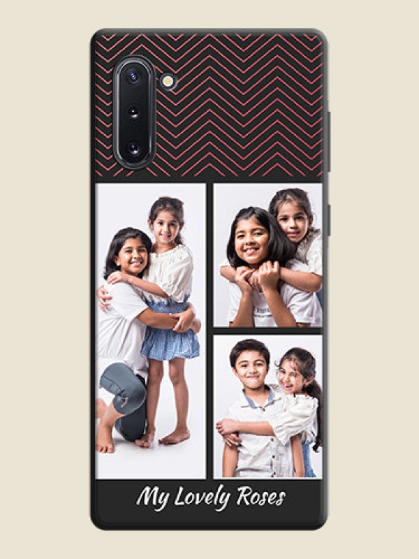 Custom Wave Pattern with 3 Image Holder on Space Black Custom Soft Matte Back Cover - Galaxy Note 10