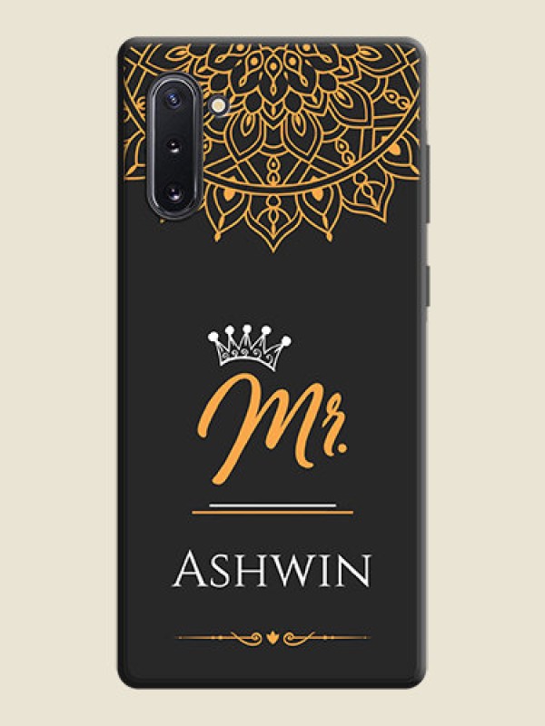 Custom Mr Name with Floral Design  on Personalised Space Black Soft Matte Cases - Galaxy Note 10