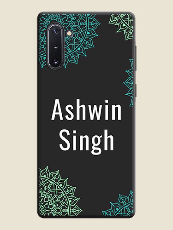 Custom Your Name with Floral Design on Space Black Custom Soft Matte Back Cover - Galaxy Note 10