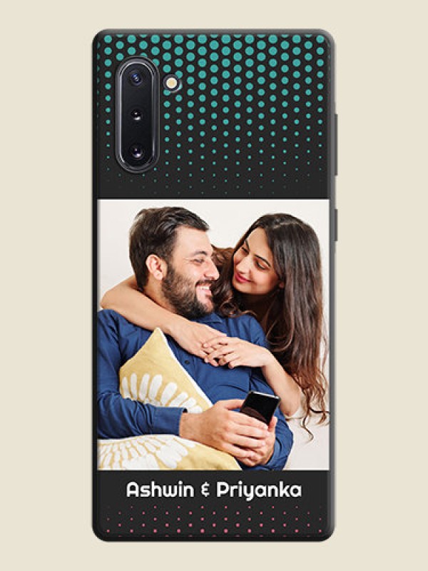 Custom Faded Dots with Grunge Photo Frame and Text on Space Black Custom Soft Matte Phone Cases - Galaxy Note 10